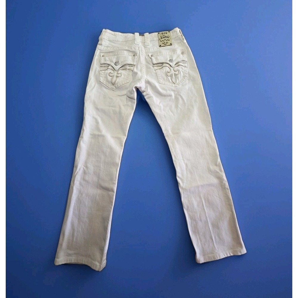 Rock Revival Mens White 31 Steven Straight Leg Leather Inserts Stretch Summer